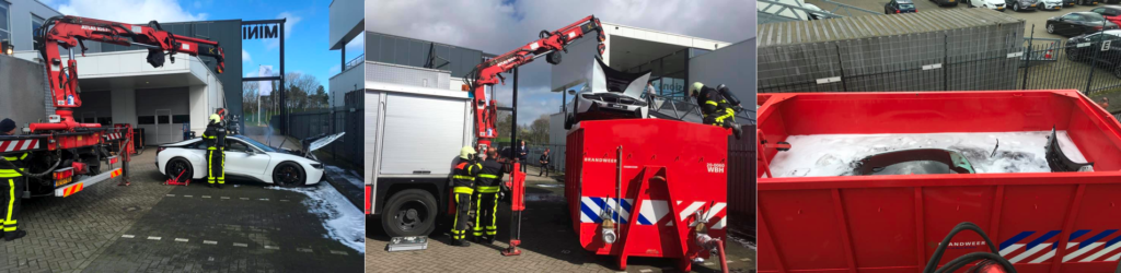 Brandweer blust elektrische BMW